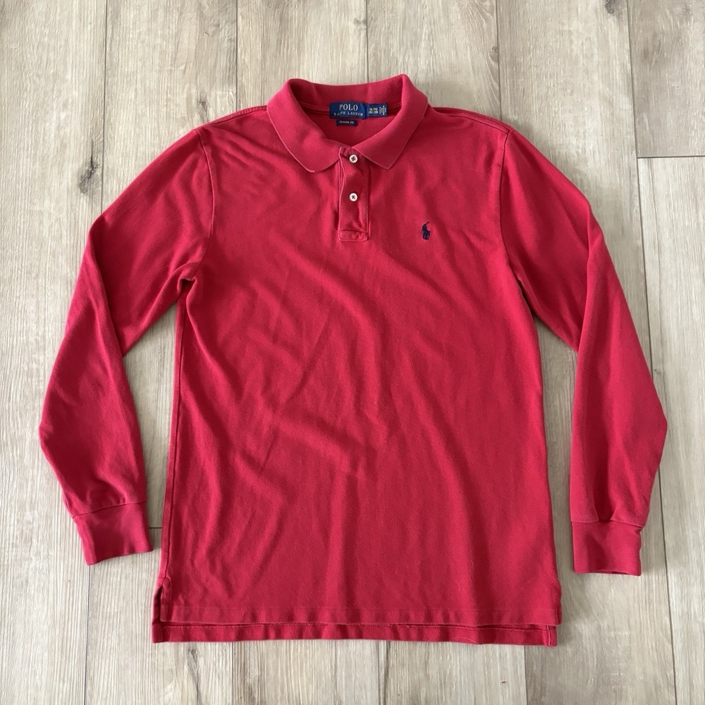 Polo Ralph Lauren Boy's XL 18/20 Red Pony Logo Long Sleeve Polo Shirt